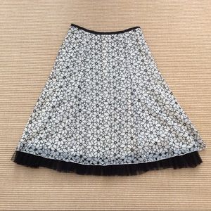 Jax Black & White Floral Embroidered Skirt Size 8